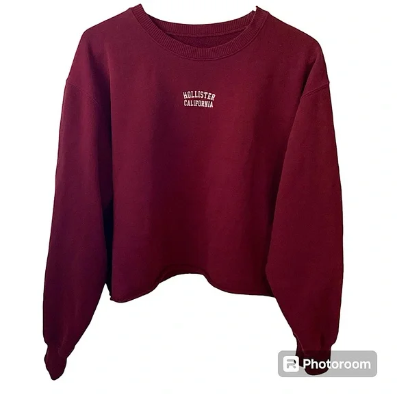 Hollister Tops Hollister Cropped Sweatshirt Burgundy Maroon